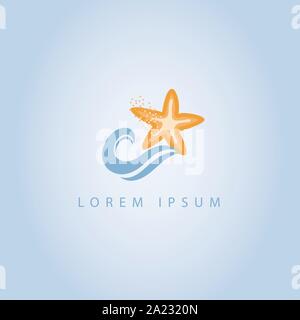 Starfish in flat style. Marine icon in cartoon style. Summer vector illustration. Stock Vector