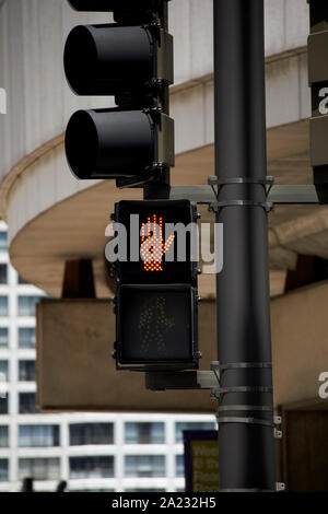 red hand stop sign pedestrian crossing crosswalk people signs chicago illinois united states of america Stock Photo