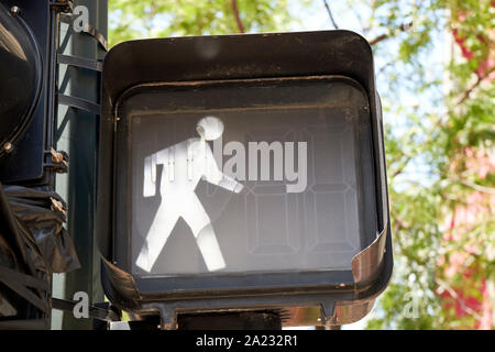 white man walking walk signal pedestrian crossing crosswalk people signs chicago illinois united states of america Stock Photo