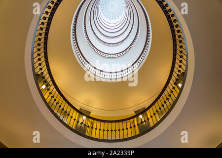 The spiral staircase of the Axelborg Stairs in Copenhagen, Denmark. Stock Photo