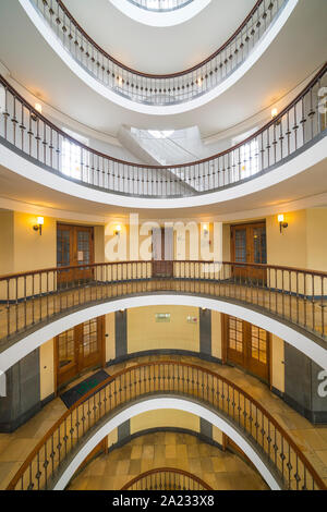 The spiral staircase of the Axelborg Stairs in Copenhagen, Denmark. Stock Photo