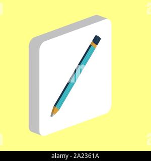 Pencil Simple vector icon. Illustration symbol design template for web mobile UI element. Perfect color isometric pictogram on 3d white square. Pencil Stock Vector