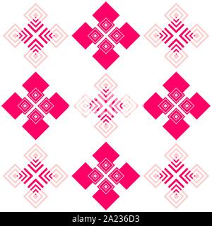 Combination of square and round shapes and symmetrical geometric figures setting imitating ancient tiles Stock Vector