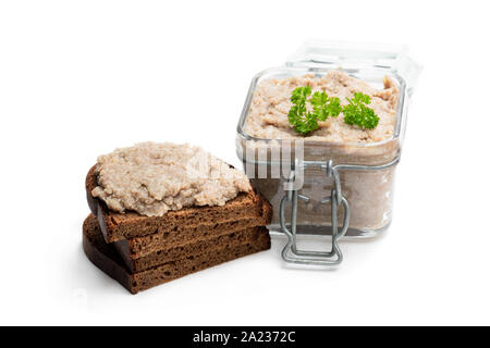 Forshmak  paste from herring with herbs isolated on white Stock Photo