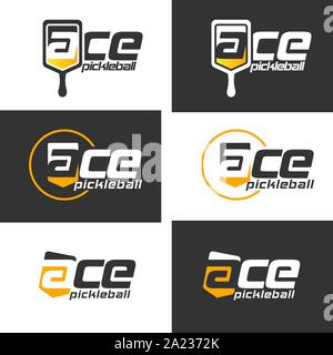 Pickle ball racket logo illustration Stock Vector