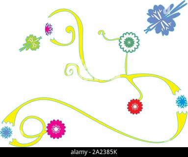 Colorful and funny dancer butterflies flying Stock Vector