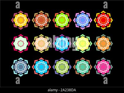 Elegant and decorative border of Hindu and Arabic inspiration of various colors Stock Vector
