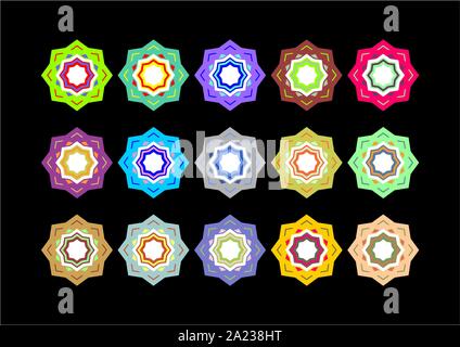 Elegant and decorative border of Hindu and Arabic inspiration of various colors Stock Vector