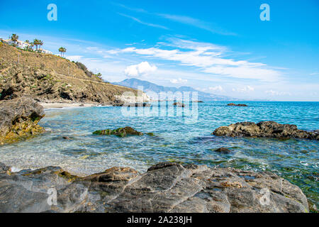 a photograph taken on one of the many beautiful beaches along the Costa Del Sol in Spain Stock Photo