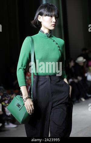 Paris, France. 30th Sep, 2019. A model takes to the catwalk during Shiatzy Chen's show as part of the presentation of the Spring-Summer 2020 Ready-to-Wear collections during Paris Fashion Week in Paris on Monday September 30, 2019. Photo by Eco Clement/UPI Credit: UPI/Alamy Live News Stock Photo