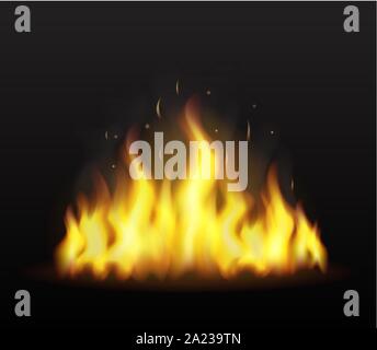 Realistic Fire Line Isolated on Dark Transparent Background Stock Vector -  Illustration of heat, blaze: 158503234