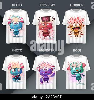 Set monster - idea for print t-shirt Stock Vector