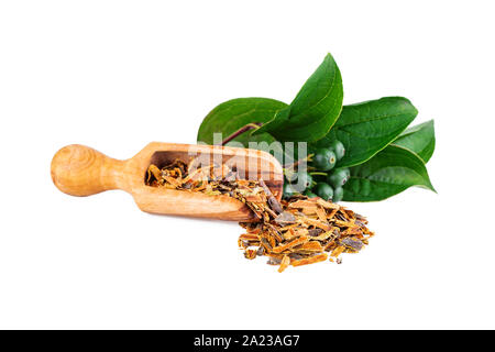 Buckthorn Bark or Alder Buckthorn Dried Loose Herbal Tea On White Stock Photo