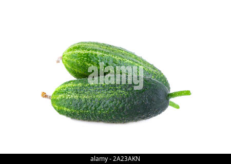 Cucumber. Two organic small cucumbers isolated on white background Stock Photo