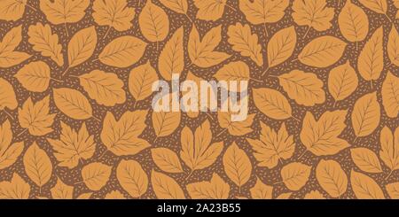 Leaf fall seamless background. Autumn pattern. Vector illustration Stock Vector