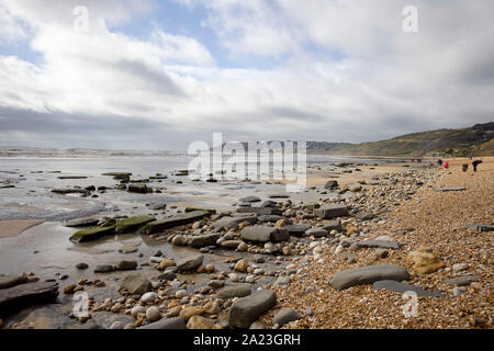 Charmouth beach looking towards Lyme Bay, Dorset England Stock Photo