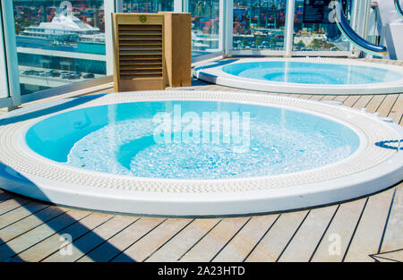 Hot tubs on the NCL Bliss Stock Photo
