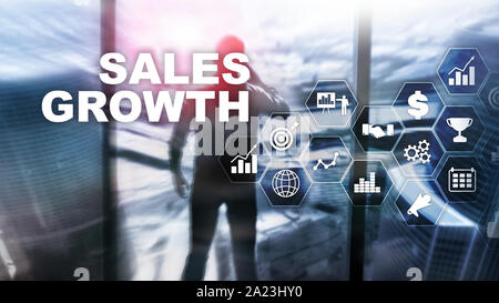 Chart growth concept. Sales increase, marketing strategy. Double exposure with business graph Stock Photo