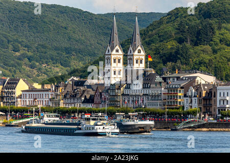 Old town of Boppard in the Rheingau, in the UNESCO World Heritage Upper Middle Rhine Valley, Germany Stock Photo