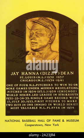 National Baseball Hall of Fame souvenir postcard depicting plaque