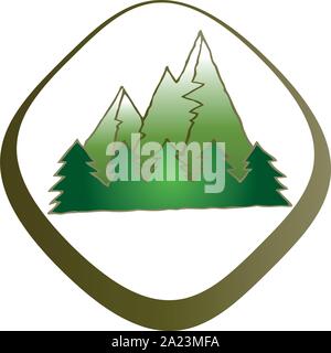 Mountains and trees, sport, logo Stock Vector