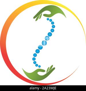 Spine, hands, orthopedist, chiropractor, logo Stock Vector