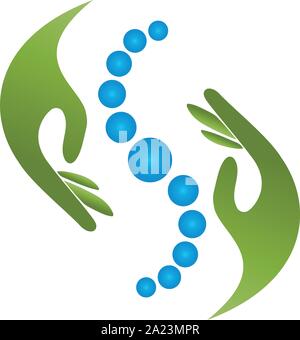 Spine, hands, orthopedist, chiropractor, logo Stock Vector