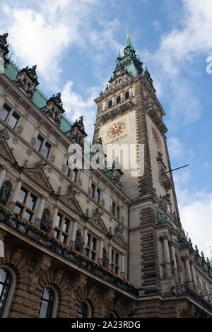 The Rathaus, Hamburg City Hall, the seat of local government of the Free and Hanseatic City of Hamburg Germany Stock Photo