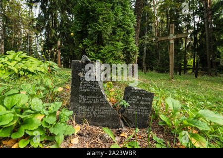 Kurapaty, Minsk/Belarus - September 15, 2019 Granite monument 'To Belarusians from the American people' presented by Bill Clinton in 1994 Stock Photo