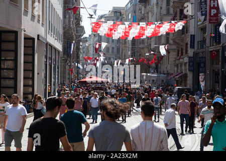 Pedestrians in Istiklal Caddesi (Independence Avenue)  in the Beyoğlu district of Istanbul Stock Photo