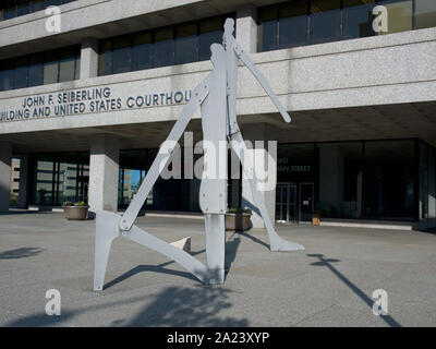 Seiberling Building Outdoor sculpture at the Seiberling Federal Building, Akron, Ohio Stock ...