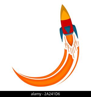 Rocket taking off image on a white background - Vector Stock Vector