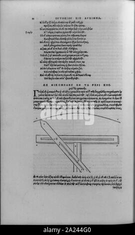 Page in Opera, quae Quidem extant, omnia; with mathematical diagram keyed to Greek text Stock Photo