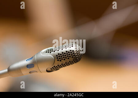 modern microphone in seminar room close up view Stock Photo