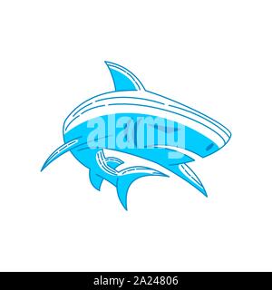 Shark Abstract logo design vector Outline isolated illustration Stock Vector