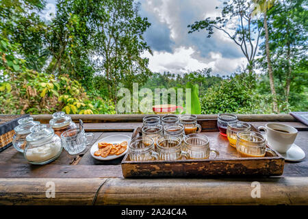 Luwak coffee, Kopi luwak is coffee that includes part-digested coffee cherries eaten and defecated by the Asian palm civet in Bali, Indonesia Stock Photo