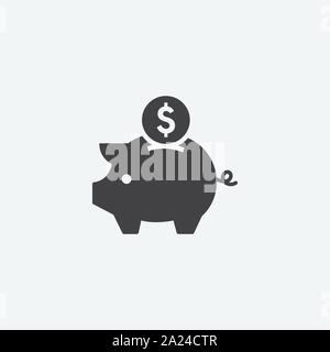 piggy bank flat icon vector illustration. piggy bank symbol, earning icon illustration, piggy bank logo icon Stock Vector