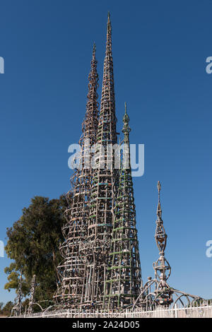 Part of Watts Towers, a collection of structures and art in the low-income Watts section of Los Angeles, California Stock Photo