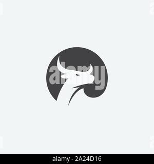 Black Bull in Circle Logo Design Inspiration, bull logo design inspiration, bull vector illustration Stock Vector