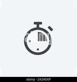 time flat icon design template, stopwatch logo icon vector in grey background, timer symbol, vector illustration Stock Vector