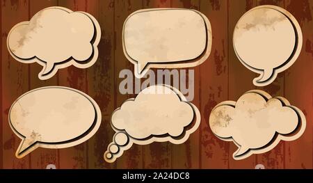 Aged cut out speech bubbles Stock Vector