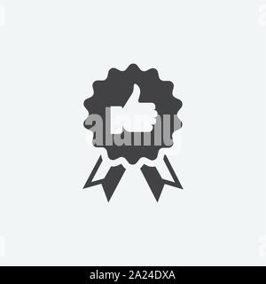 Approved or certified medal icon. Award symbol. Approved or certified medal icon in a flat design. Award symbol isolated on grey background Stock Vector