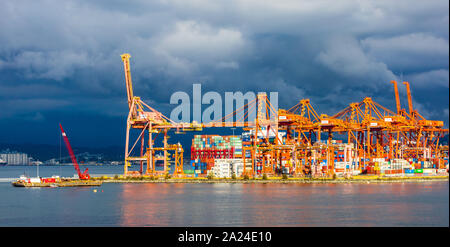 VANCOUVER, BC - SEPTEMBER 26 2019 - Container port terminal Stock Photo