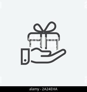 gift box linear icon logo design, gift box icon vector illustration Stock Vector