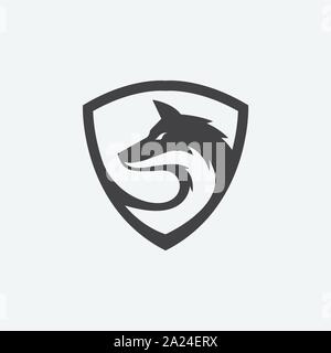 wolf icon vector, wolf shield logo icon vector, wolf secure icon, wolf head Stock Vector