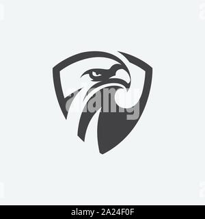 eagle shield icon design illustration, hawk icon design, eagle logo template Stock Vector