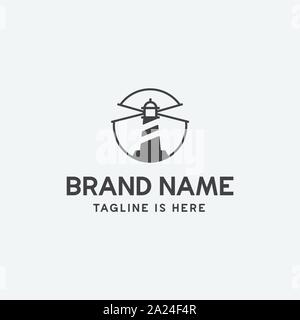 light house logo design vector, light house illustration Stock Vector