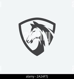 horse icon vector, horse head logo design, horse shield design illustration Stock Vector