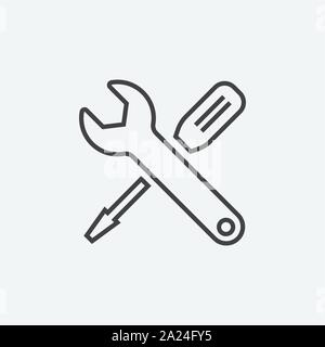 tool logo design icon vector illustration, tools linear logo design, tool flat icon vector Stock Vector