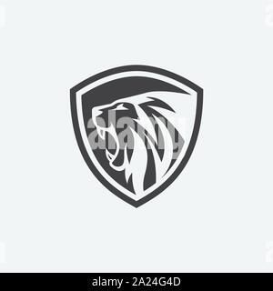lion shield icon vector, lion logo design, lion head logo design Stock Vector